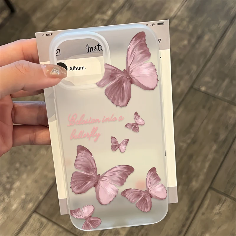 Fcicicase Schmetterling Print Handyhülle für iPhone 11 12 Pro Max 7 8 Plus 6 6S 12 Mini SE 2020 X XR XS Max Transparente Rückseite