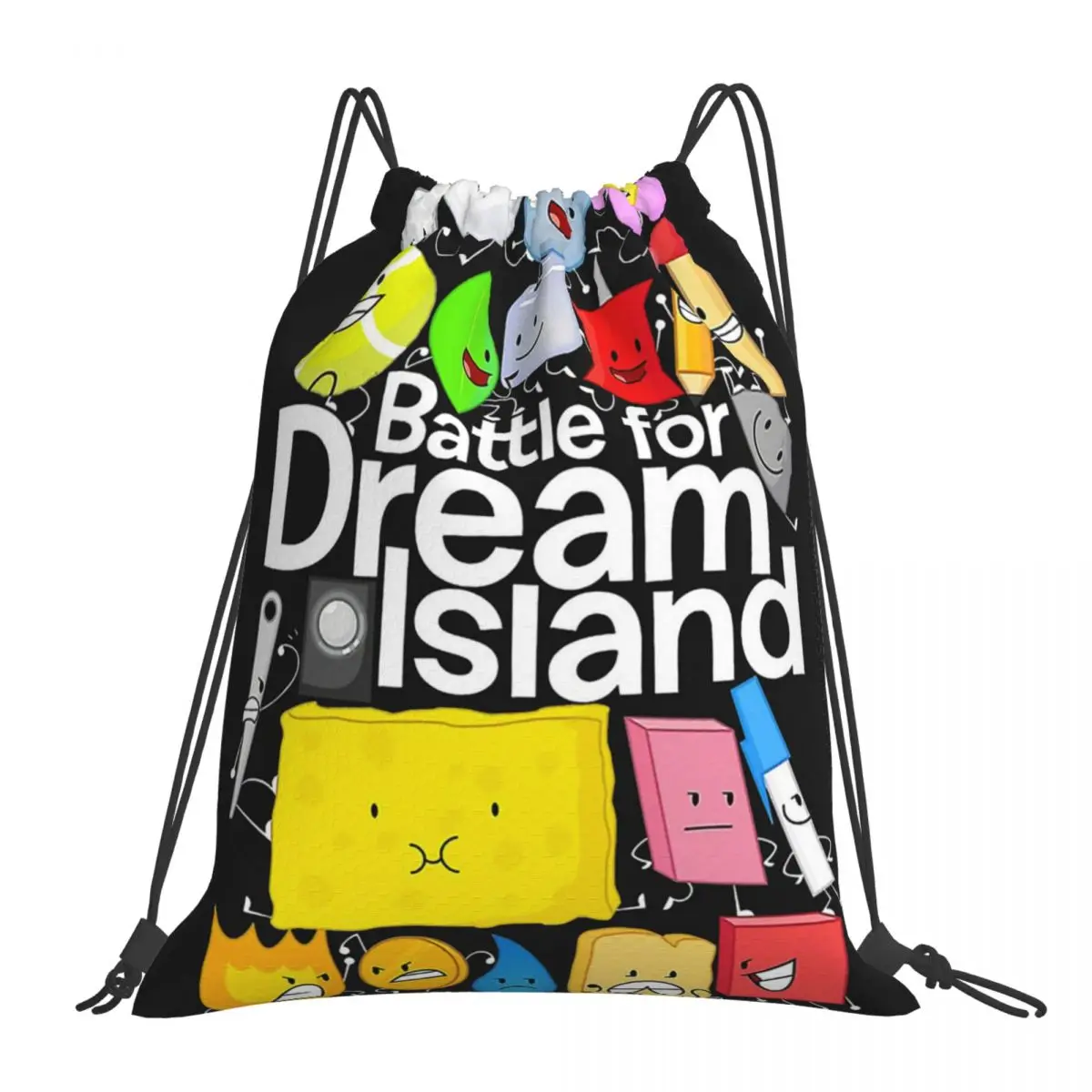 

BFDI Poster Backpacks Fashion Portable Drawstring Bags Drawstring Bundle Pocket Sports Bag Book Bags For Travel Students