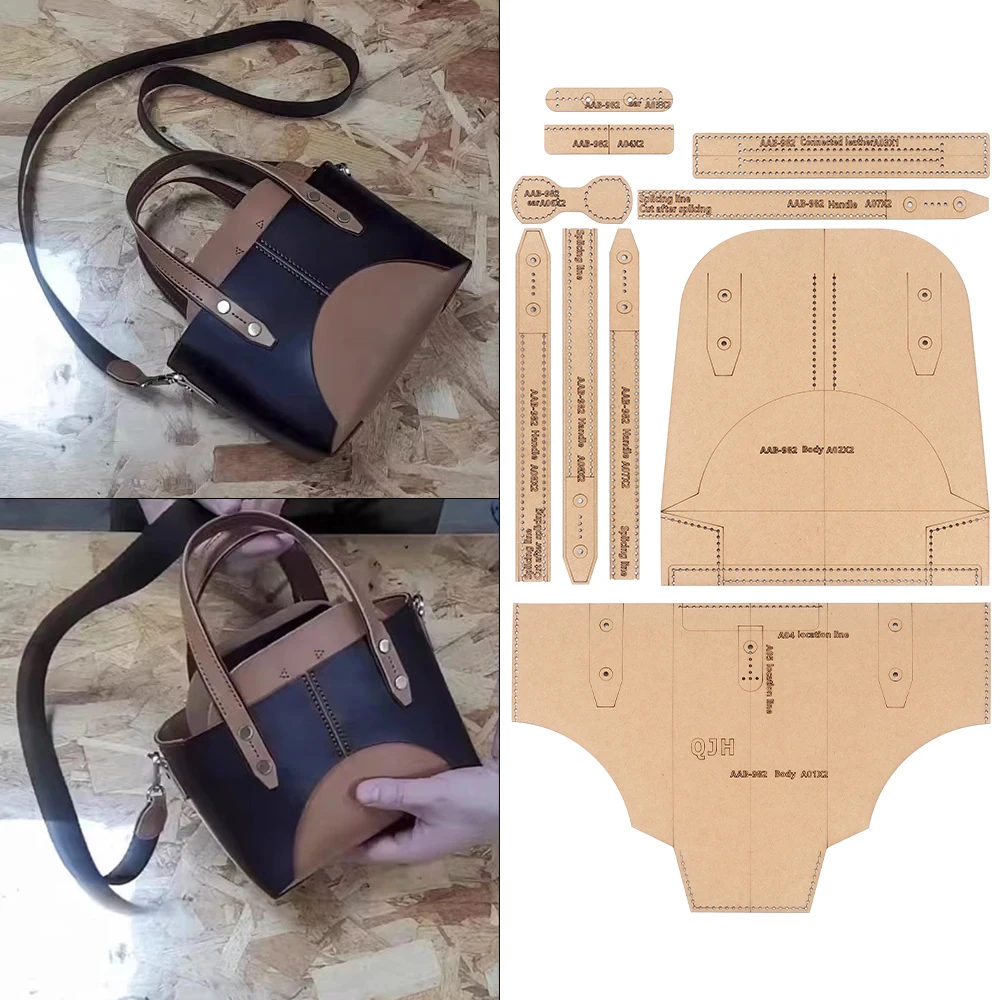 DIY Shoulder Crossbody Bag Making Stencils-Kraft Paper Templates, DIY Leather Crafts Hand Bags Sewing Patterns