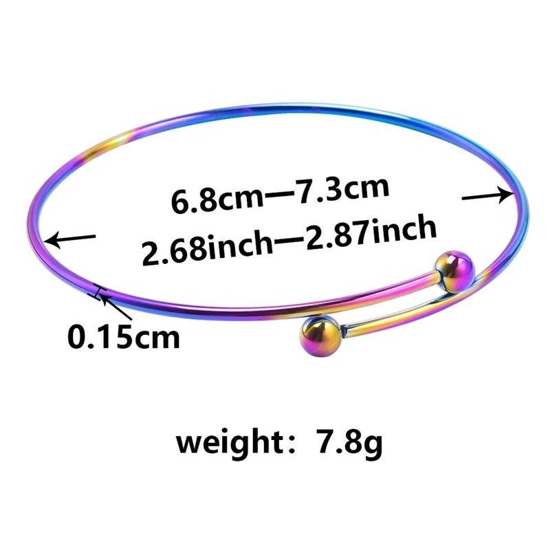 Two Beads Fashion Stainless Steel Bangles Bracelets For Women Men Accessories Fit Charms Rainbow/Black/Silver/Gold Color Pulsera