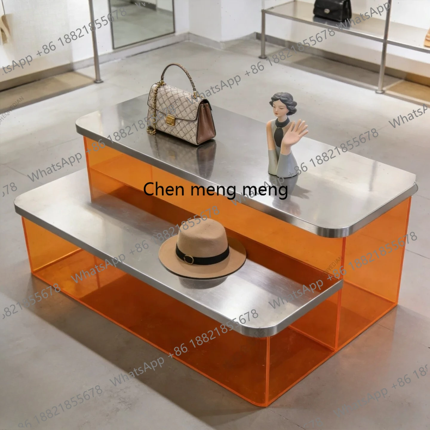

Clothing store Nakajima table stainless steel acrylic storage water table, jewelry display, display booth