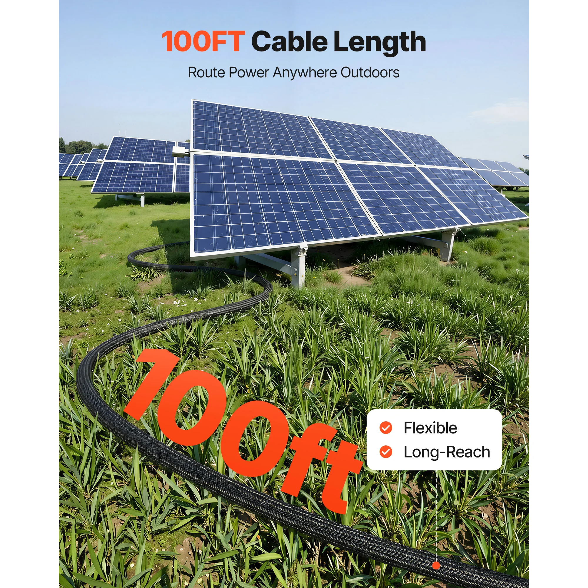 SucceBuy 30FT/50FT/100FT Solar Panel Extension Cable with Flame Retardant Protective Sleeving Female and Male Connectors for RV view 4