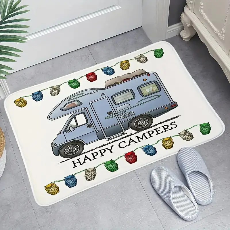 Happy Campers Kitchen Mat Living Room Carpet Non-Slip Floor Mat Laundry Room Bath Mat Decor Bedroom Balcony Rugs Hallway Doormat