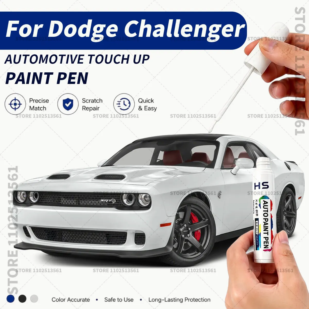 Car Touch Up Paint Pen Scratch Chip Repair Paint For Dodge Challenger Blue Pitch black White knuckle Green Red Go lMongo Orange