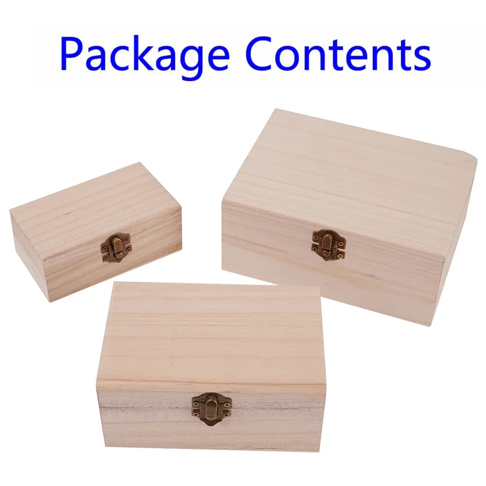 S/M/L Wooden Storage Box Plain Wood With Lid Craft Gift--Box For Storage Jewelry Postcards Cosmetic Desktop Handmade Case Box