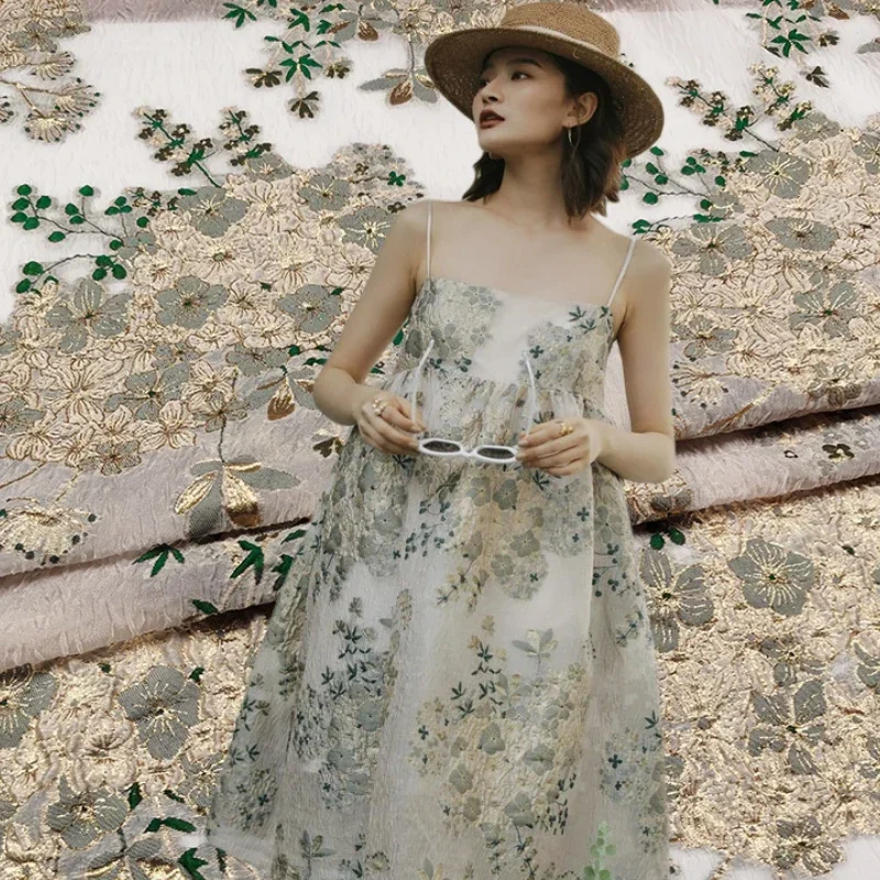 

Жаккардовая ткань из органзы, цветочный материал, весенне-летняя одежда, платье, ткани, модный дизайн, оптовая продажа, ткань на метр