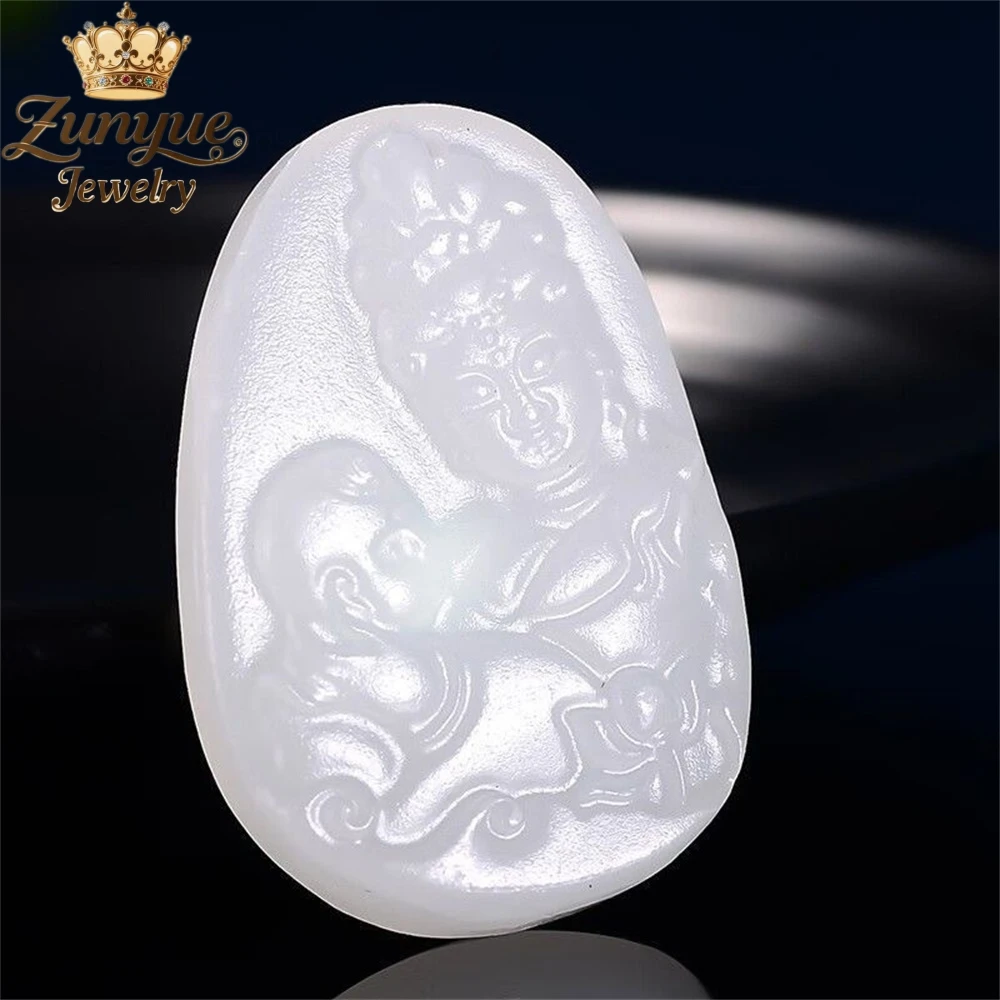 

Natural Hetian Jade Carving Sent Son Guanyin Jade Pendant Luxury Quality Jewelry Fashion Jewelry Exquisite Elegant Charms Gift