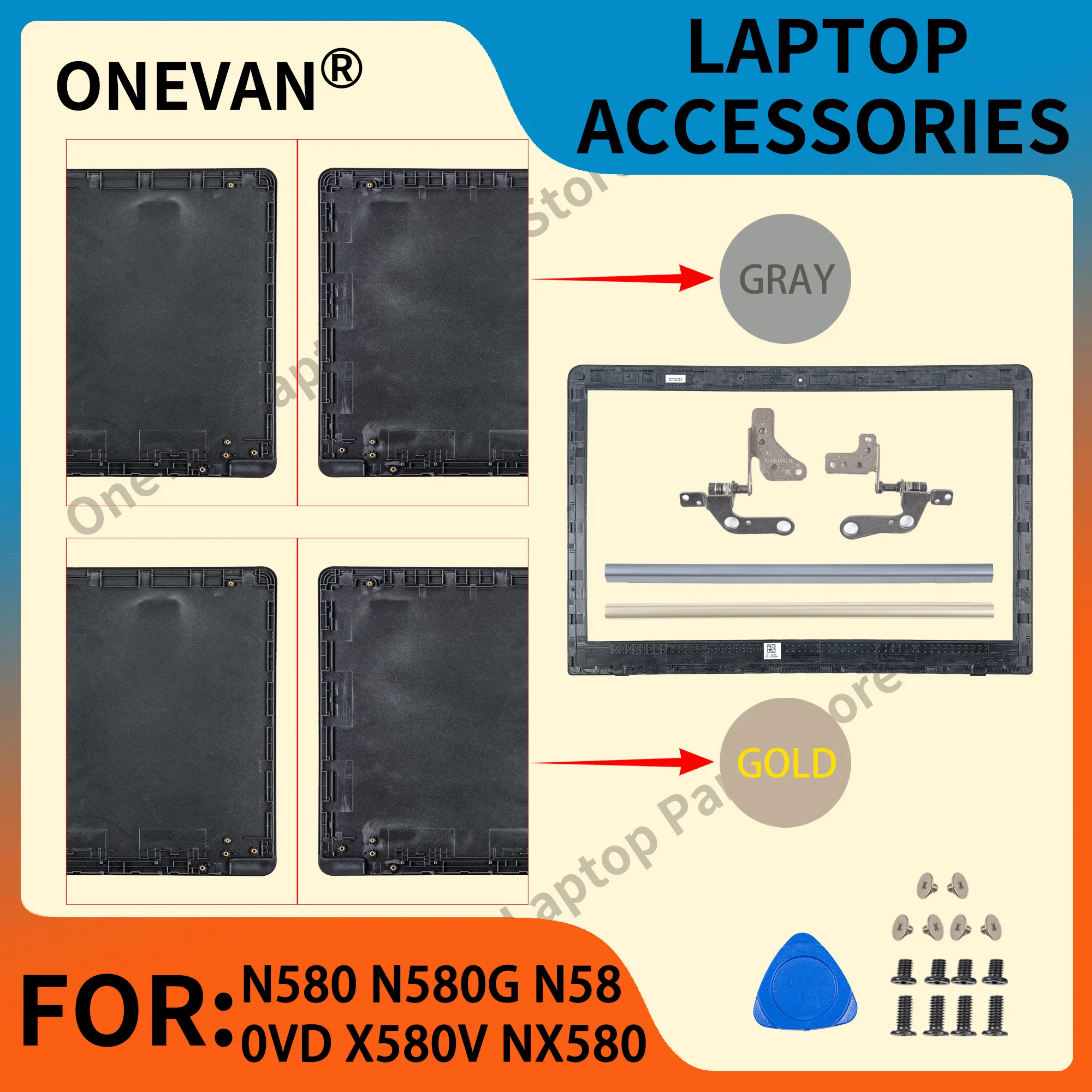 

New Plastic LCD Back Cover For N580 N580V/G N580VD X580V X580VE/VD NX580 Front Bezel Hinges Cover
