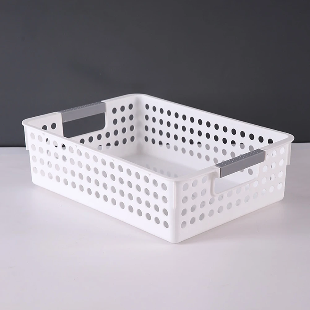 

4Pcs Storage Basket Practical PP Desktop Organizer Double Handle Design Stackable Plastic Storage Box for Living Room Kitchen