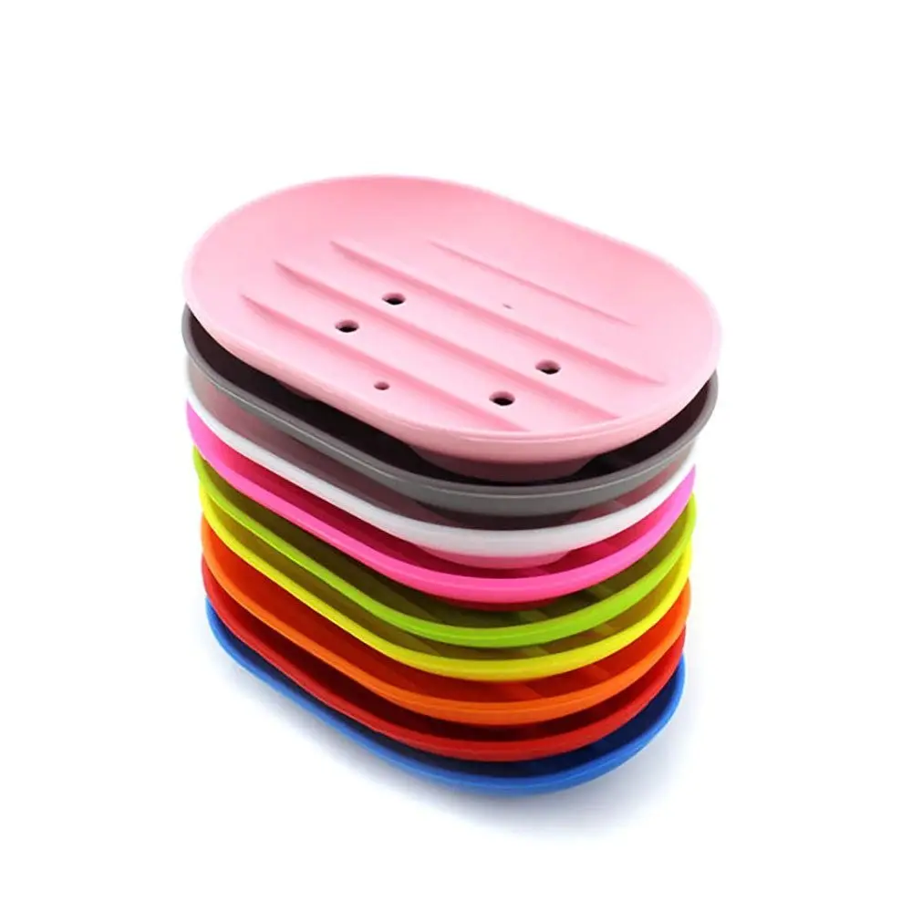 Simple Silicone Soap Holder Bathroom Kitchen Self Draining Easy To Clean Soap Stand 11.3*7.8cm Multicolour Home Accessories