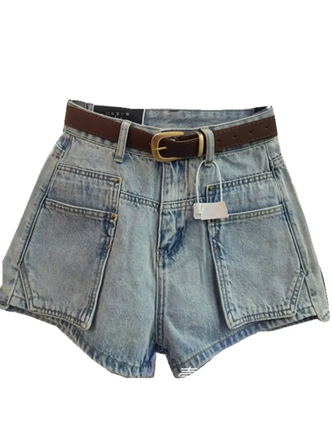 Retro Denim Shorts for Women 2025 European New Style Design Big Pocket Hotties Small A-line Wide-leg Hot Pants