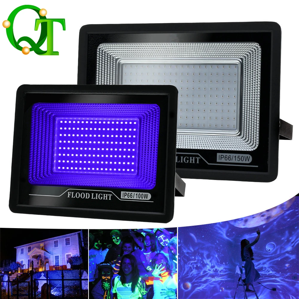UV LED-schijnwerper, UV-fluorescerend podiumlicht, waterbeschermende IP66, 50W 100W Halloween Party zwart licht - afbeelding 2