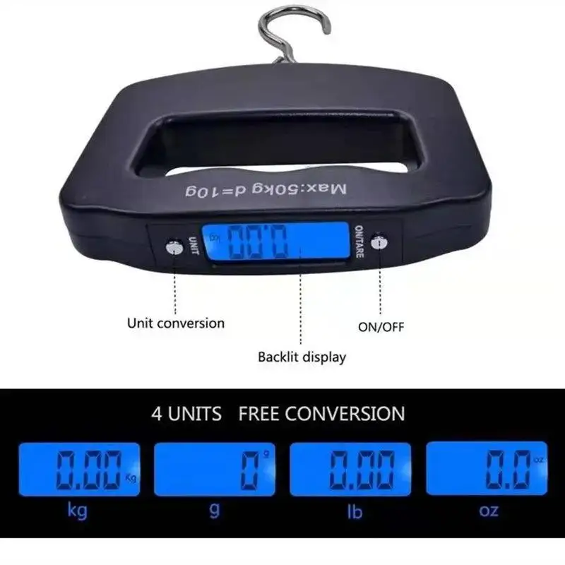 50kg/10g Digital Luggage Scale Electronic Portable Suitcase Travel Weighs With Backlight Electronic Travel Hanging Scales