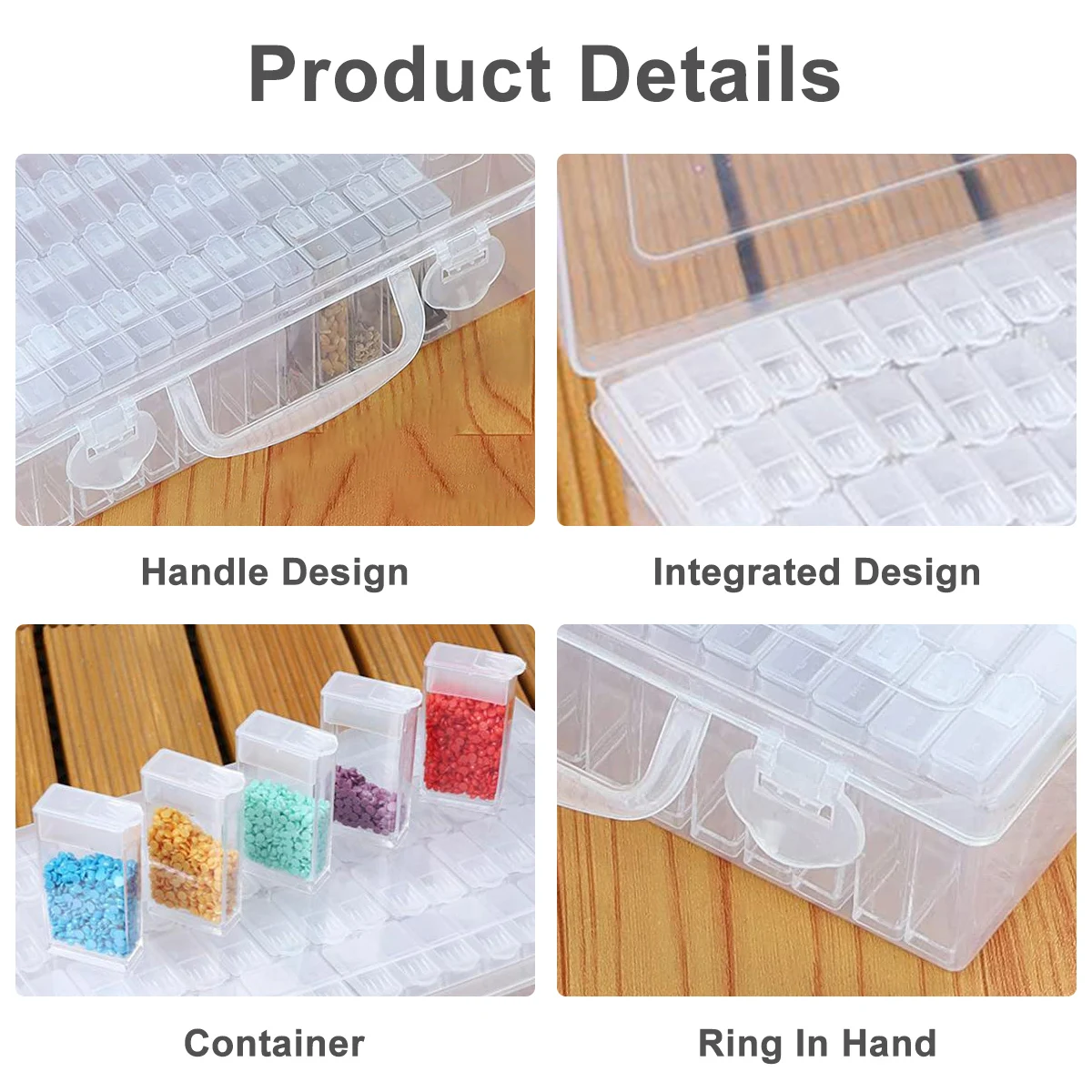 Plastic Seed Storage Box Reusable 64 Slots Seed Storage Organizer with Label Stickers Multi-Purpose Diamond Embroidery Storage