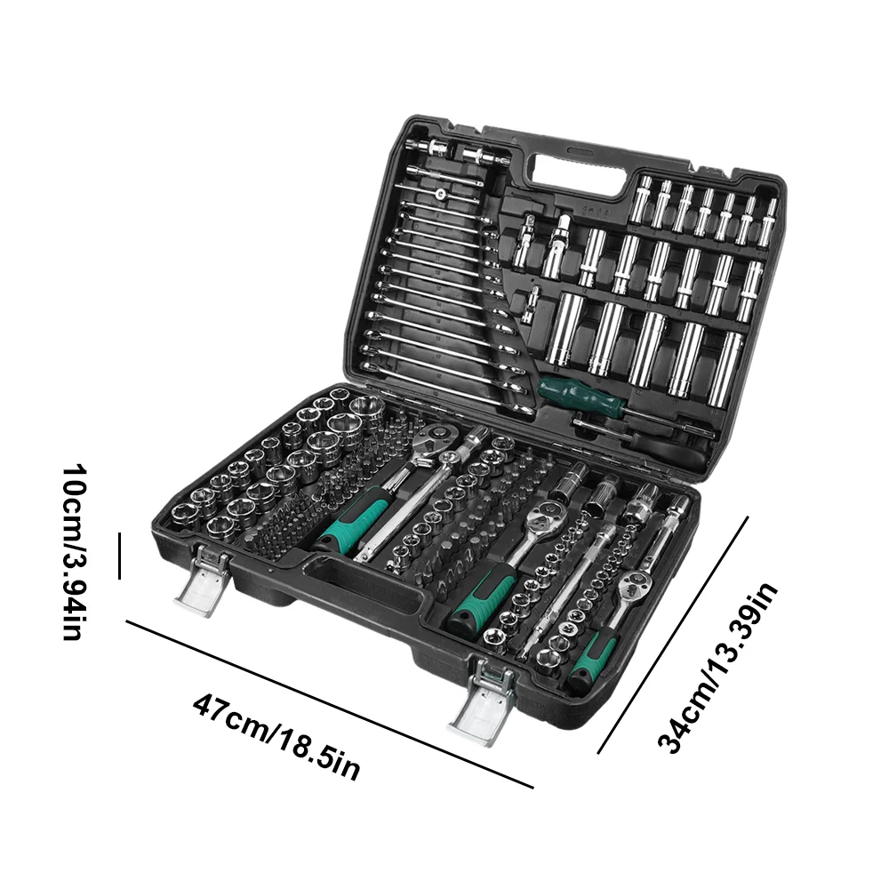 227 st Ratelsleutel Set 72-tand ratelsleutel Auto reparatie Tool set Chroom vanadium staal professionele gereedschapskoffer