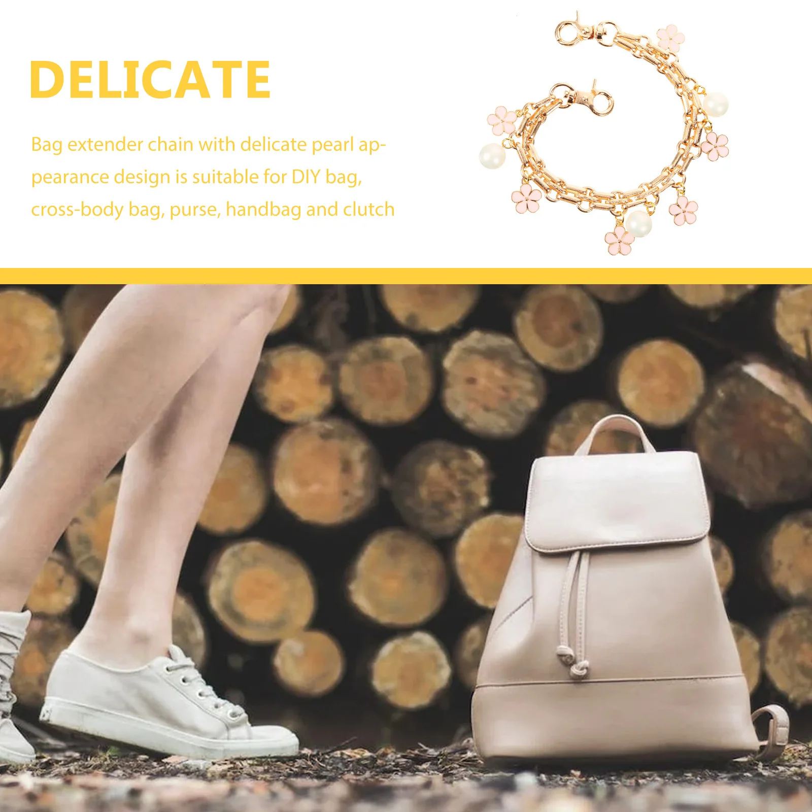 قلادة حقيبة قلادة اللؤلؤ محفظة سلسلة حزام زهرة مطرز تمديد المحفظة مجموعة معدنية DIY مخلب حقيبة كتف حزام الزخرفية #2