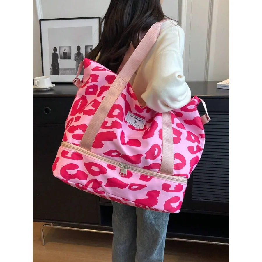 Bolsa de viaje impermeable con estampado de vaca, bolsa de compras, bolsa de yoga, bolsa plegable de gran capacidad, bolsa de viaje para natación y gimnasio