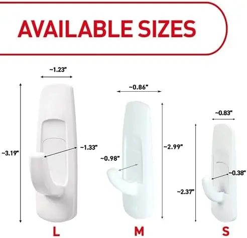 

Крючки Command Large Utility Hooks – 14 крючков + 16 полосок, выдерживают до 5 фунтов, без повреждений, не требуют инструментов для настенного крепления и хранения.