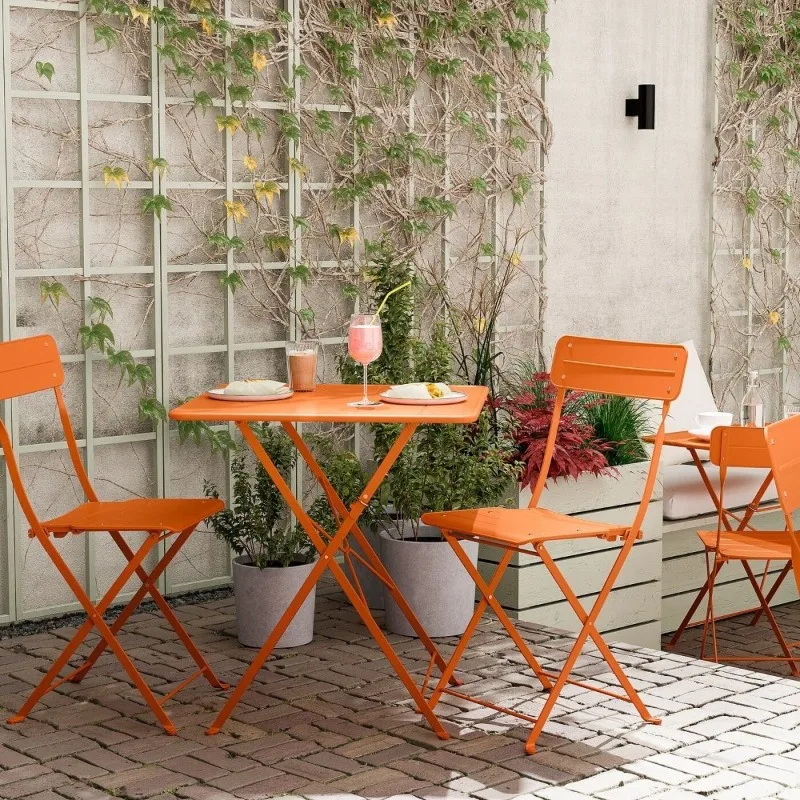 

Nordic Outdoor Dining Set, Iron Folding Patio Table and Chairs, Minimalist Garden Leisure Furniture Balcony Furniture