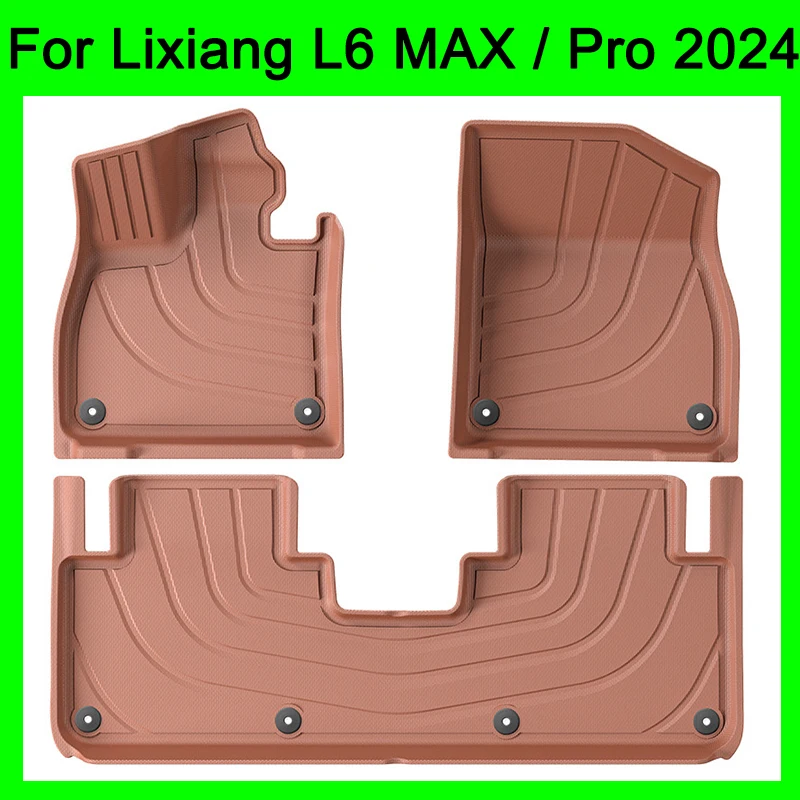 Car Floor Mats for Lixiang L6 MAX Pro 2024 Waterproof Non-slip Foot Pad TPE Car Carpet Black Floor Liners Orange