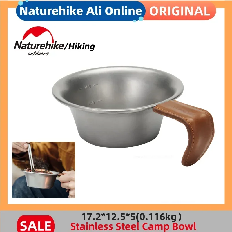 

Naturehike Outdoor Travel Picnic Salad Bowl 116g Ultralight Stainless Steel 300ml Camp Bowl Portable Tableware Leather Handle