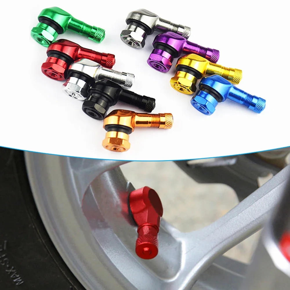 2Pcs 90 Degree CNC Motorcycle Tire Valve Stems -Universal Motorcycle Aluminum Wheels Tire NCY Leak-proof TWPO Valve Caps