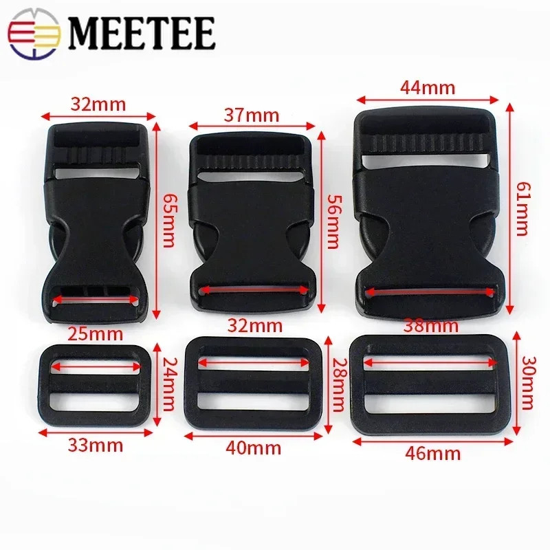 2/5Sets Backpack Buckles for Strap Plastic Release Closure Clasp Tri-Glide Slider Ring Hook Knapsack Belt Loops DIY Accessories