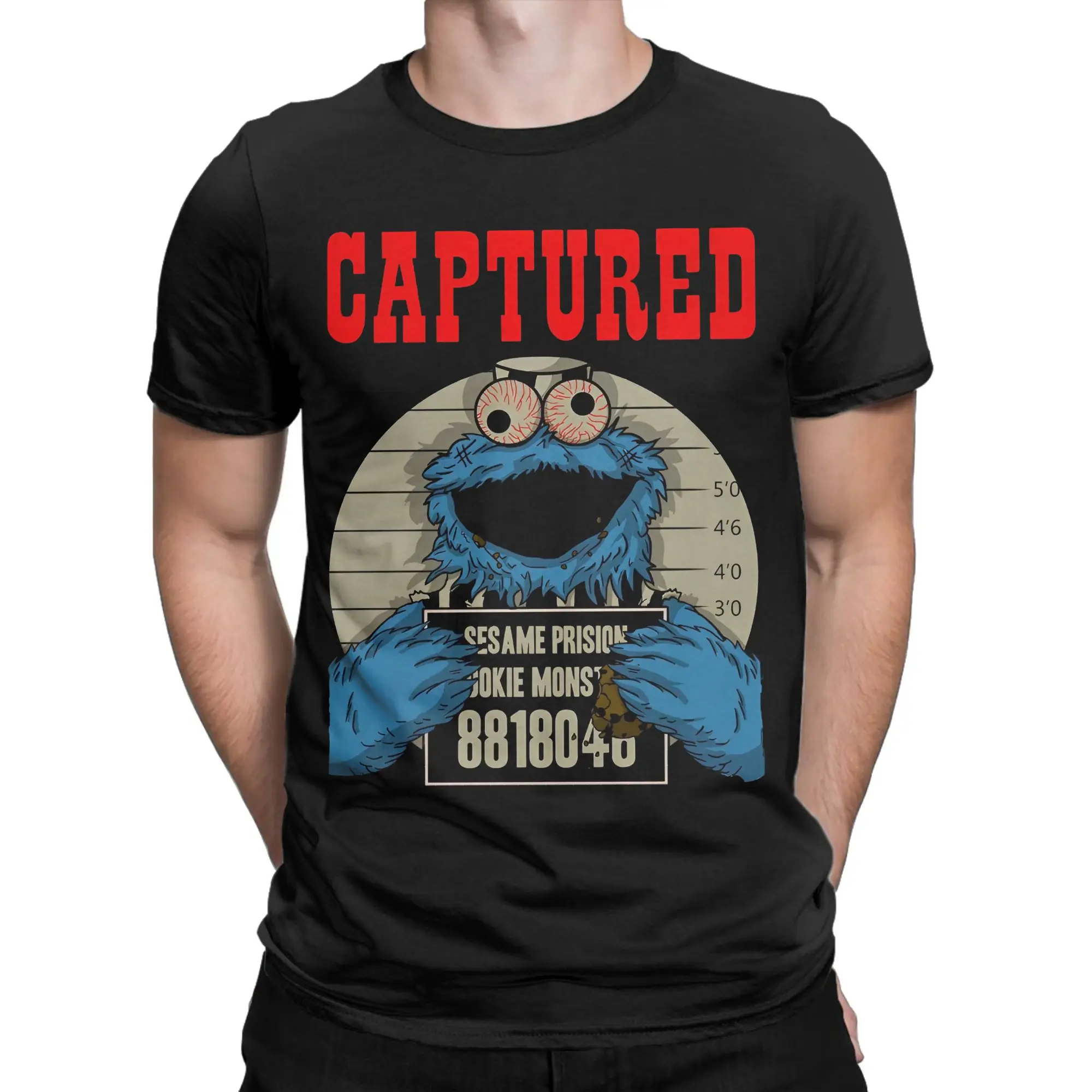 Fashion Cookie Monster Sesames Streets T Shirt Men's 100%Cotton Short Sleeve  Round Neck Summer Tops Shirts