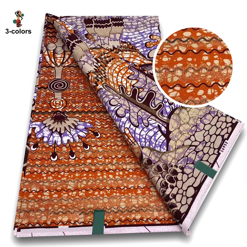 Good Quality Soft Pagne 100% Cotton Gold Print Fabric African Real Wax Fabric Nigeria Ankara Grand Golden Super Fabric view 4