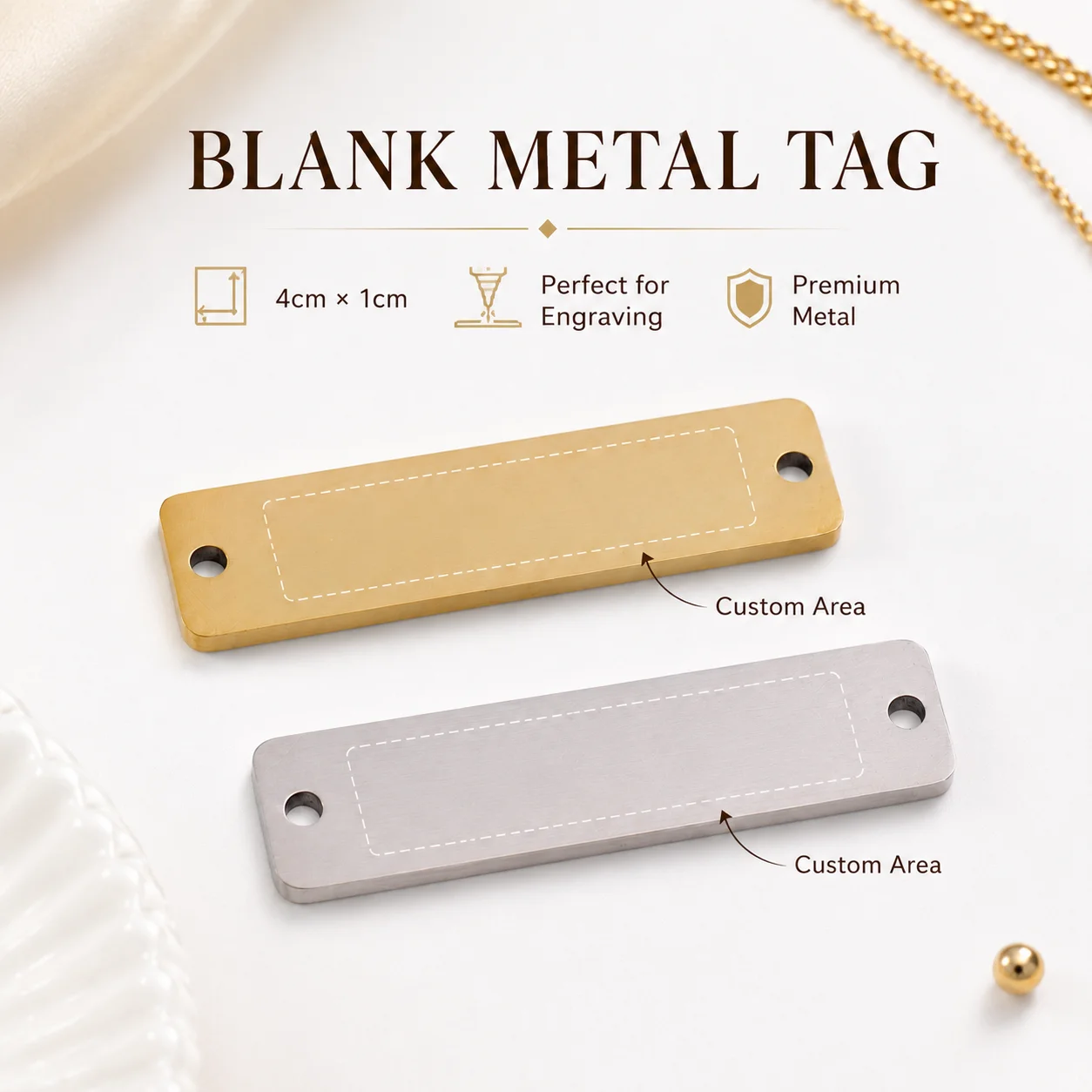 Étiquette vierge en acier inoxydable gravable - Pendentif en métal personnalisé pour collier, kit de fabrication de bijoux DIY, accessoire de gravure personnalisée
