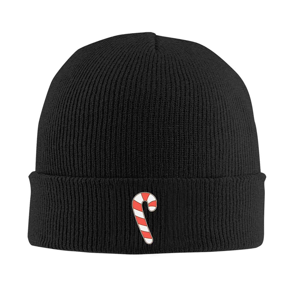 1pc Christmas Candy Cane Logo Beanie Hat Windproof Winter Ski with Red Striped Cane Design Soft Warm Knit for Men Women
