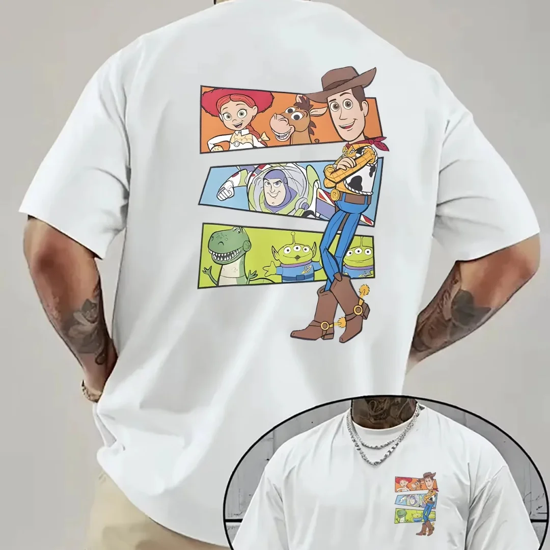 

Футболка с рисунком «История игрушек Диснея» Вуди, летняя модная спортивная мужская футболка из чистого хлопка, детская одежда, футболка Y2k для женщин