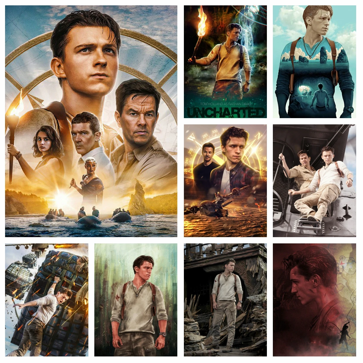 2022 New Film Uncharted Full Diamond Painting Movie Actor Tom Holland Wall Art Cross Stitch Embroidery Picture Mosaic Home Decor