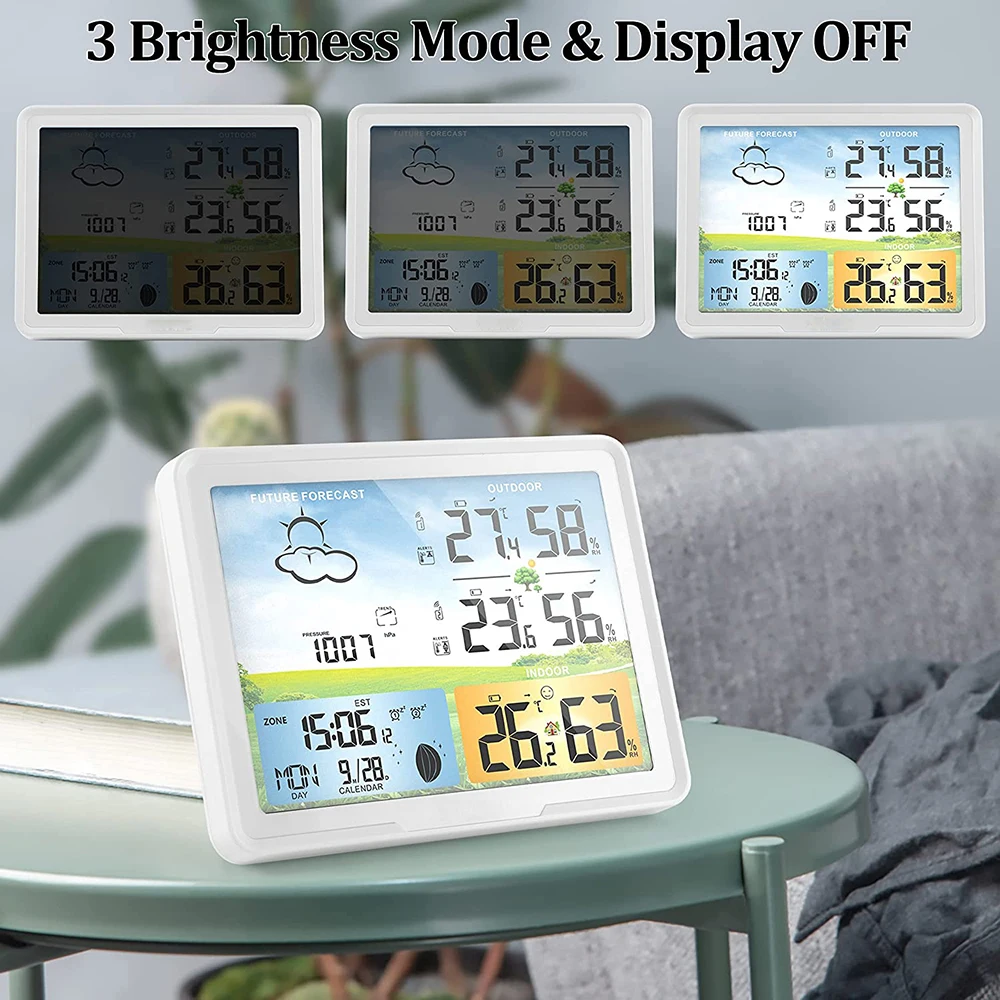 Imagem -04 - Estação Meteorológica sem Fio Digital Indoor Outdoor Previsão com Sensores Higrômetro Umidade Temperatura Monitor de Tempo em Casa