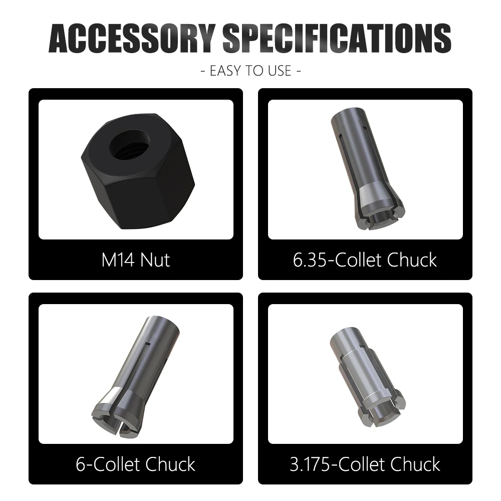 لافي M14 6 مللي متر 1/4 1/8 آلة الحفر تشاك الجوز جهاز التوجيه الكهربائي قاطعة المطحنة اكسسوارات MC04009T3A