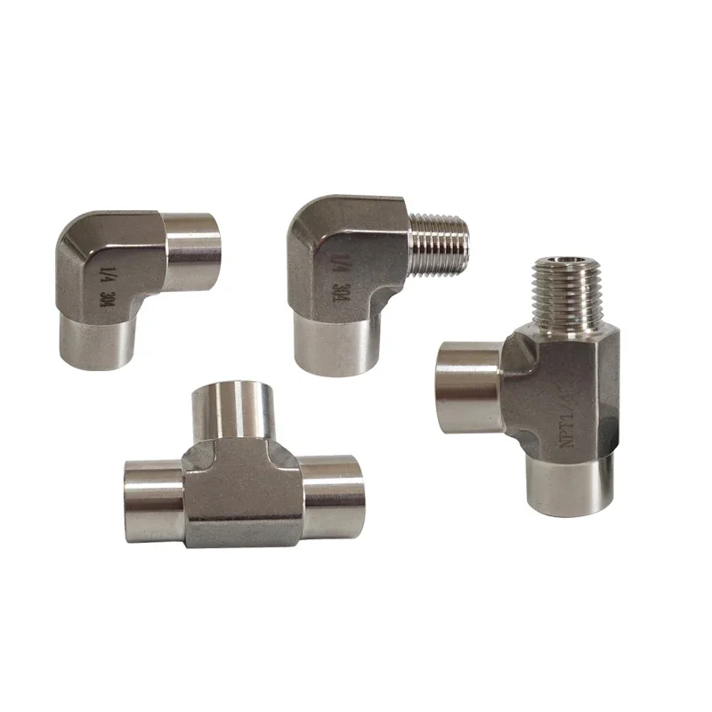 

High Pressure Forging 1/8" 1/4" 3/8" 1/2" BSP Female Male Elbow Tee 3 Ways 304 Stainless Steel Pipe Fitting Connector