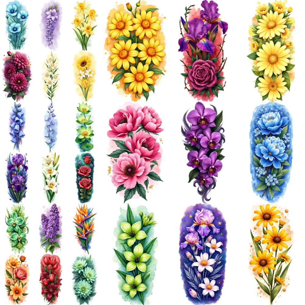 

временные татуировки, 9 шт., реалистичные временные татуировки, Райская птица, орхидеи, Далии для спины, плеч, бедер