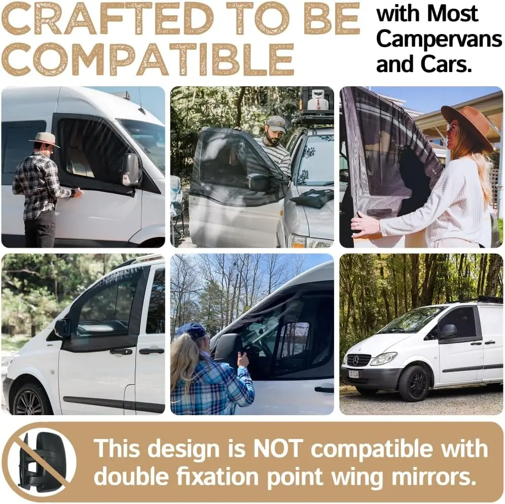 For Sprinter Metris Transit Promaster 2pcs Universal Motorhome Window Bug Screens Pair Front Door Bug Screen Car Accessories view 5