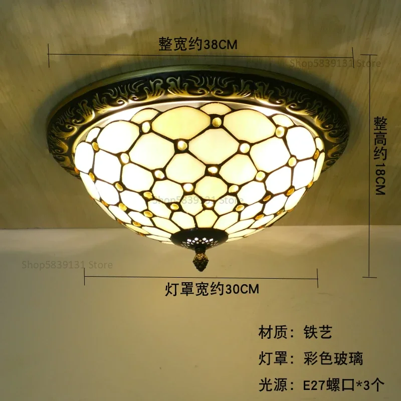 Turkse retro plafondlampen Tiffany lampen Vintage cirkelvormige gekleurde glazen plafond hanglamp woonkamer slaapkamer Art Deco lamp