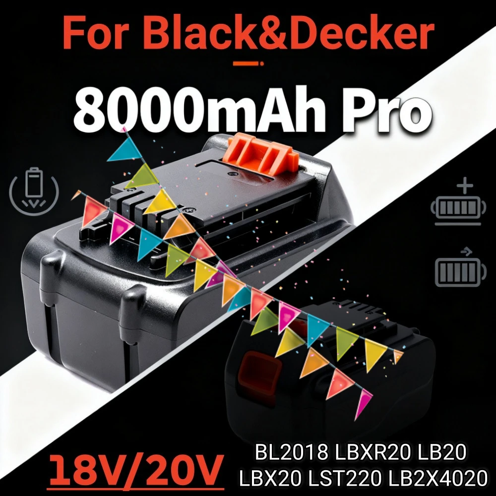 Black+Decker Tool 20V Max - Replacement 20V 8000mAh Battery for Black