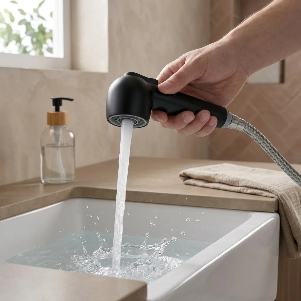 Replacement Spray Head for Extendable Faucets Featuring Dual-Mode Water Output and Tool-Free Hand-Tightened Installation