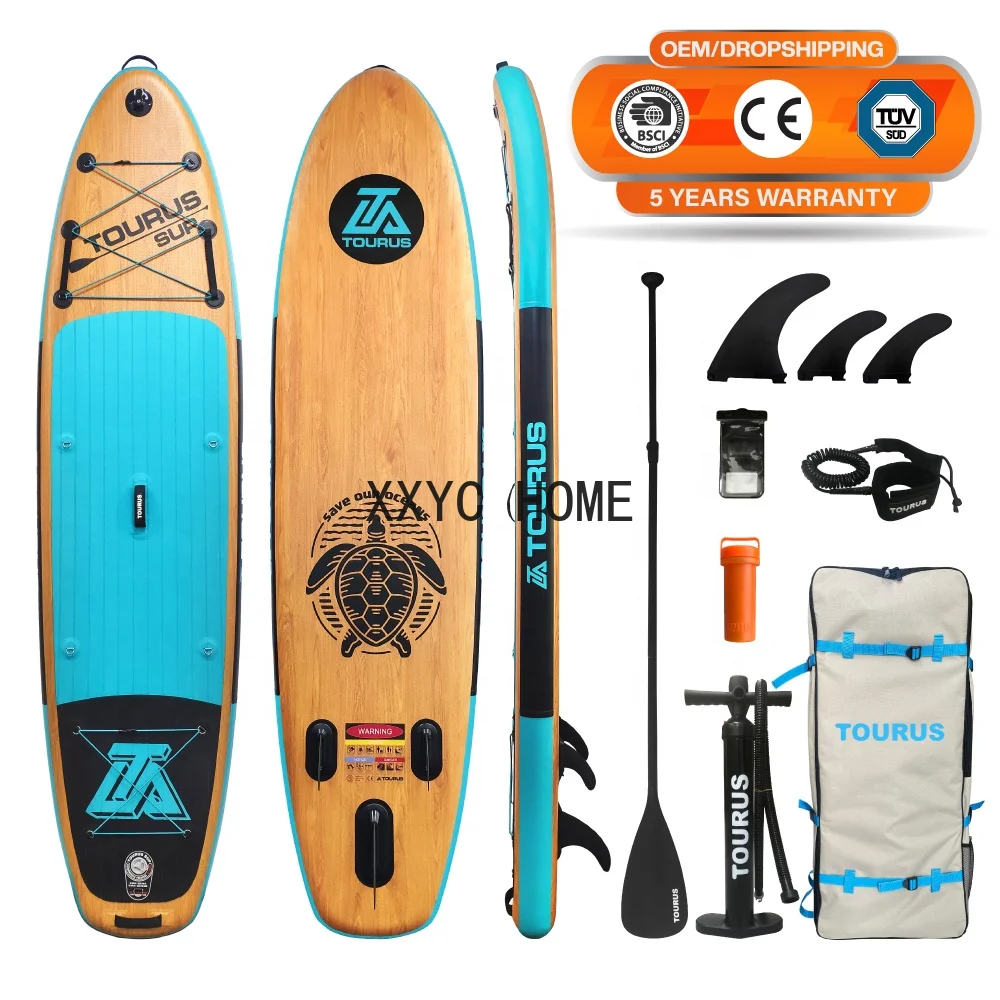 2023 April new arrival  blue wood double layers sup boards YOGA inflatable stable stand up paddle board 11feet 33inch