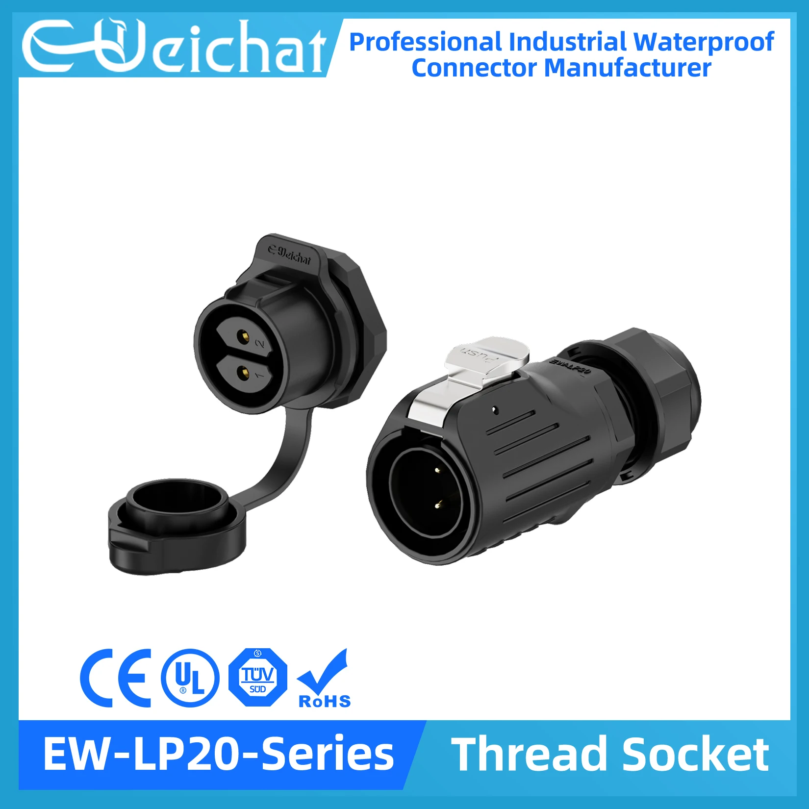 

EW-LP20 Waterproof Connector IP68 Industrial Circular Aviation Electrical PBT Plastic Shell Connector M20 2-14 Pin Thread Socket