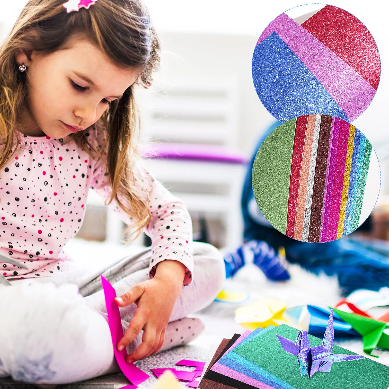 26-fogli-di-carta-glitterata-colorata-lucida-per-origami-fai-da-te-scrapbooking-inviti-e-biglietti