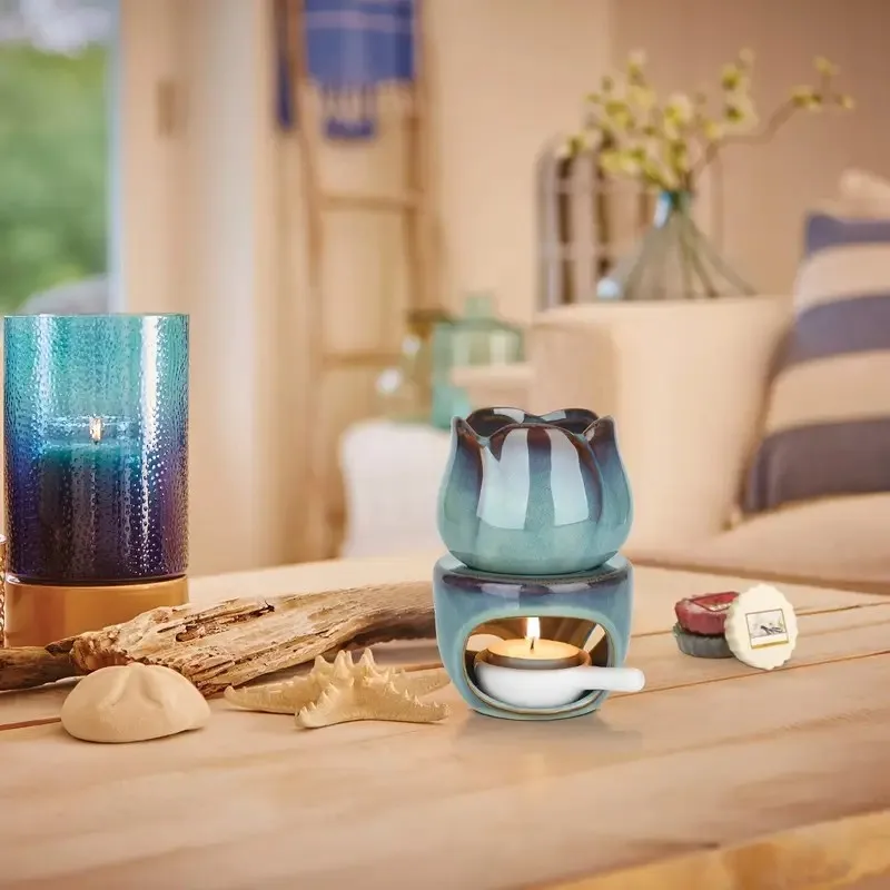 

Wax Melt Warmer Set - Tulip-Shaped Ceramic Essential Oil Diffuser & Burner | Dual-Use Aromatherapy Decor