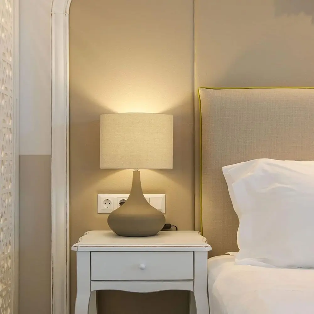 Linen Small Lamp Shades Beige Color Neutral Tone Drum Lamp Shades Minimalist Lamp Shade Adapter Lighting Accessories