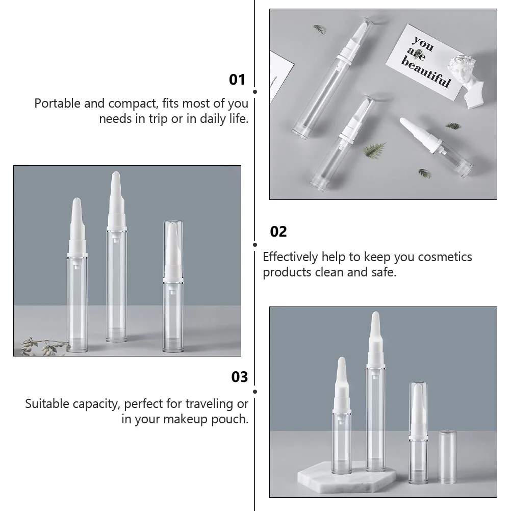 10 قطع من زجاجات كريم العين بدون هواء، وعاء عيون قابل لإعادة الملء، حاوية شفافة مع