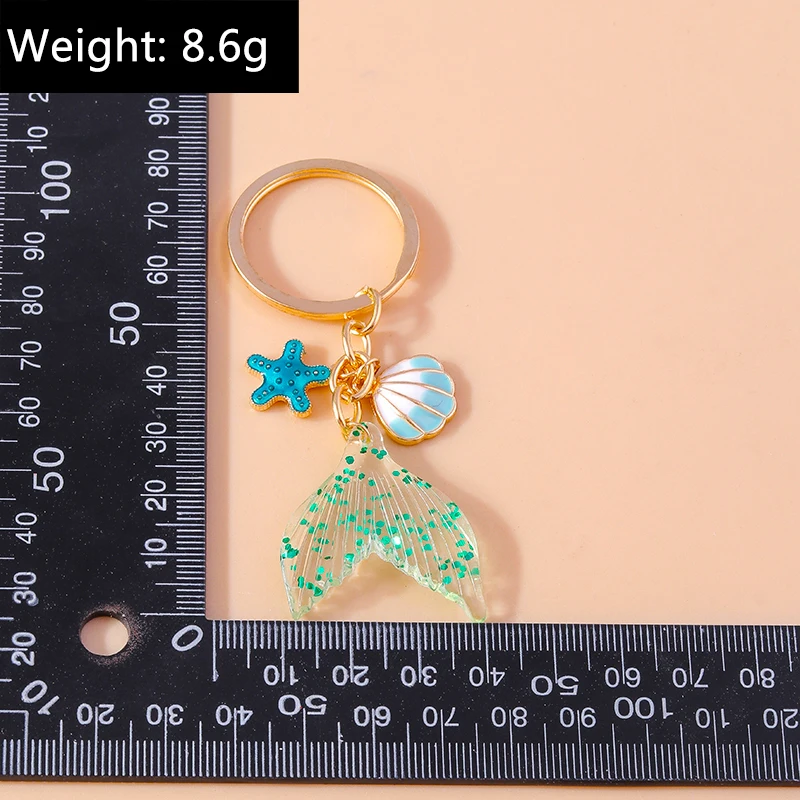 Summer Beach Shell Starfish Key Chain Fishes Key Rings for Women Girls Handbag Pendants  DIY jewelry Gift Accessorie