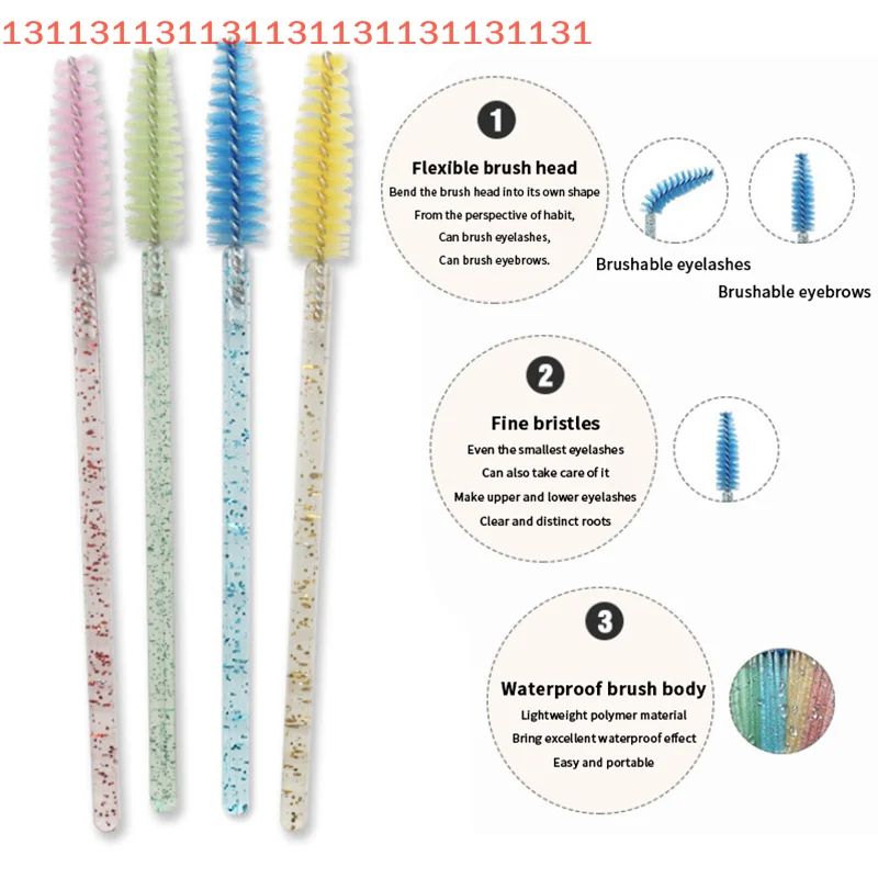 Peine desechable de cristal para pestañas, 50/100 Uds., extensión de pestañas, varitas para rímel, maquillaje profesional, herramienta de belleza