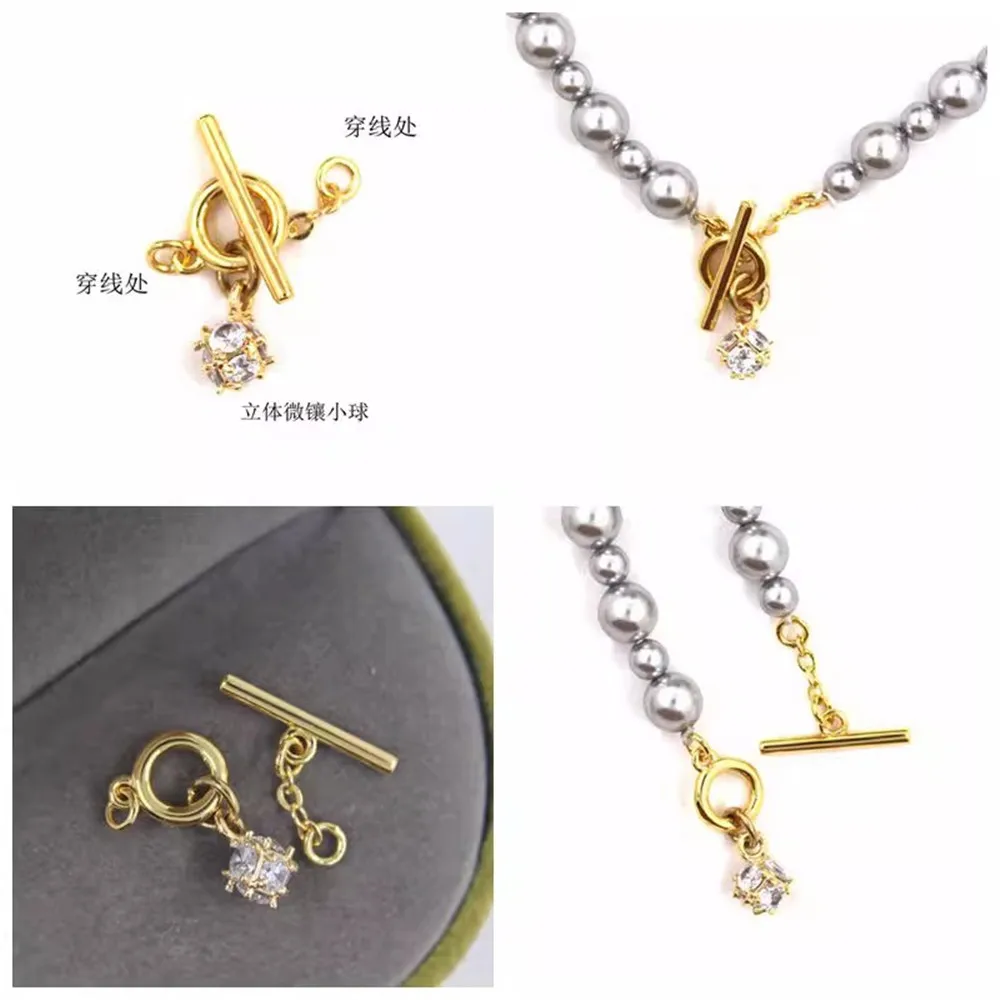 

DIY Handmade Accessories Three-dimensional Micro-inlay Small Glitter Ball Pendant OT Buckle Pearl Beeswax Necklace Bracelet Lock